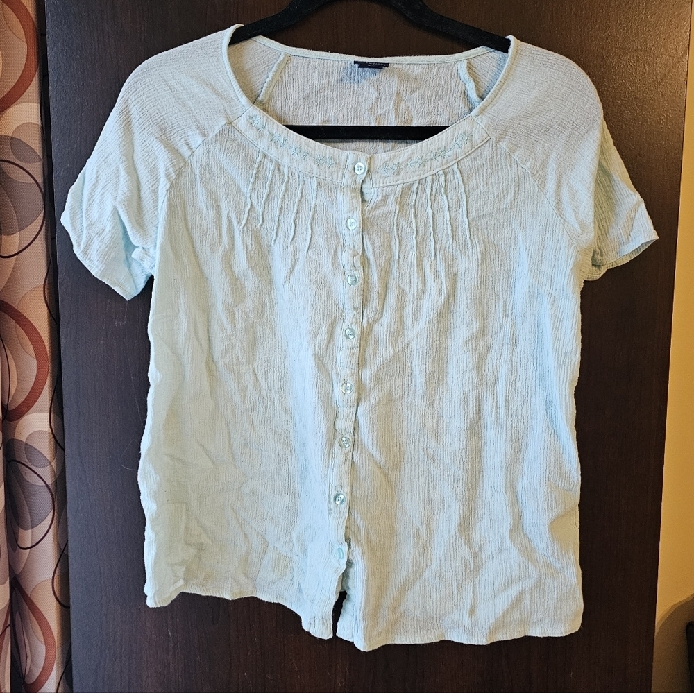 Basic Editions Soft Blue Button-Down Shirt